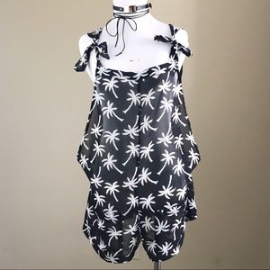Xhilaration Sheer Palm Tree Jumpsuit Cover Up
